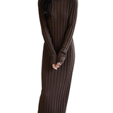 Merino Wool Blend Mock Neck Ribbed Knit Sweater Dress