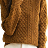 100% Merino Wool Vintage Crewneck Cable Knit Sweater
