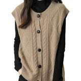 100% Merino Wool Crewneck Button Sweater Vest