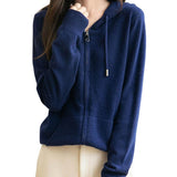 100% Merino Wool Zip Up Hoodie Cardigan