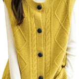 100% Merino Wool Crewneck Button Sweater Vest