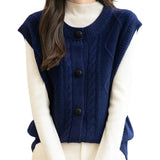 100% Merino Wool Crewneck Button Sweater Vest