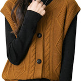 100% Merino Wool Crewneck Button Sweater Vest