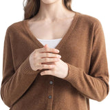 Mongolian V-Neck Knitted Cashmere Cardigan
