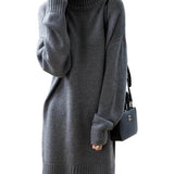 Merino Wool Blend Turtleneck Oversized Sweater Dress