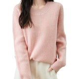 100% Merino Wool Crewneck Ribbed Sweater