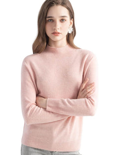 100% Pure Cashmere Mock Neck Pullover Sweater
