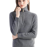 Mongolian Cashmere Soft Knit  Zip Neck Sweater