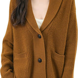 Chanyarn Women's 100%Merino Wool Seater2025秋冬vネックラペルボタンダウン長袖ニットカーディガンポケット