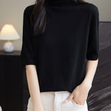 100% Merino Wool Turtleneck Tee Shirt Sweater
