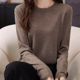 100% 메리노 울 크루넥 티셔츠 스웨터