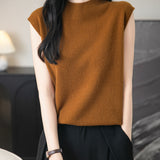 100% Merino Wool Casual Mock Neck Knit Vest
