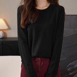 100% 메리노 울 크루넥 티셔츠 스웨터