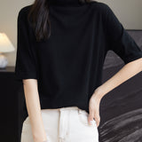 100% 메리노 울 터틀넥 티셔츠 스웨터