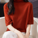 100% 메리노 울 터틀넥 티셔츠 스웨터