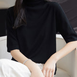 100% 메리노 울 터틀넥 티셔츠 스웨터
