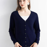 Mongolian V-Neck Knitted Cashmere Cardigan