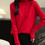 100% Merino Wool Raglan Turtleneck Sweater