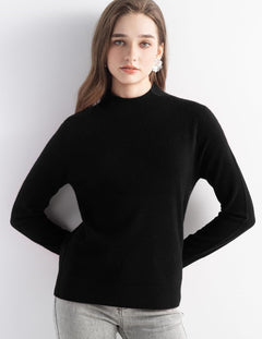 100% Pure Cashmere Mock Neck Pullover Sweater