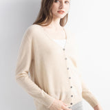 Mongolian V-Neck Knitted Cashmere Cardigan