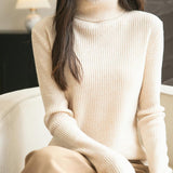 100% Merino Wool Ribbed Turtleneck Sweater