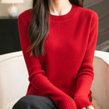 100% Merino Wool Ribbed Crewneck Sweater
