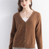 Mongolian V-Neck Knitted Cashmere Cardigan