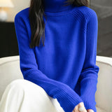 100% Merino Wool Raglan Turtleneck Sweater