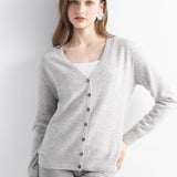 Mongolian V-Neck Knitted Cashmere Cardigan