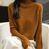 100% Merino Wool Raglan Turtleneck Sweater