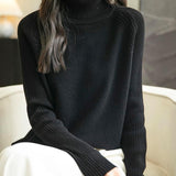 100% Merino Wool Raglan Turtleneck Sweater