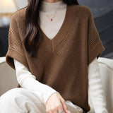 Merino Wool Casual V-Neck Knit Sweater Vest