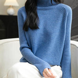 100% Merino Wool Raglan Turtleneck Sweater