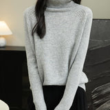 100% Merino Wool Raglan Turtleneck Sweater