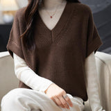 Merino Wool Casual V-Neck Knit Sweater Vest