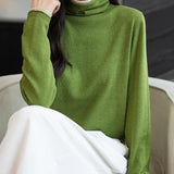 메리노 울 블렌드 컬러 블록 터틀넥 스웨터