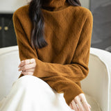 Chanyarn Women's 100%Merino Wool Seater 2025秋の冬のファッションタートルネック温かい長袖ケーブルニットセータートップ