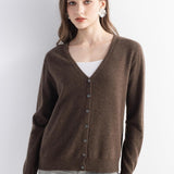 Mongolian V-Neck Knitted Cashmere Cardigan