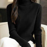 100% Merino Wool Ribbed Turtleneck Sweater
