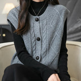100% Merino Wool Crewneck Button Sweater Vest