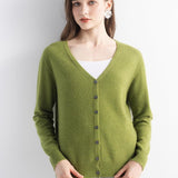 Mongolian V-Neck Knitted Cashmere Cardigan