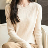 100% Merino Wool Ribbed Crewneck Sweater