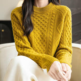100% Merino Wool Vintage Crewneck Cable Knit Sweater