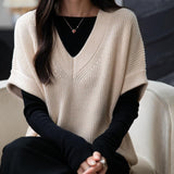 Merino Wool Casual V-Neck Knit Sweater Vest