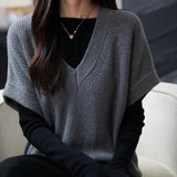 Merino Wool Casual V-Neck Knit Sweater Vest