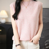100% Merino Wool Casual Mock Neck Knit Vest