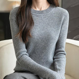100% Merino Wool Ribbed Crewneck Sweater