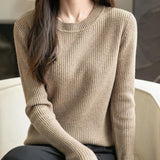 100% Merino Wool Ribbed Crewneck Sweater