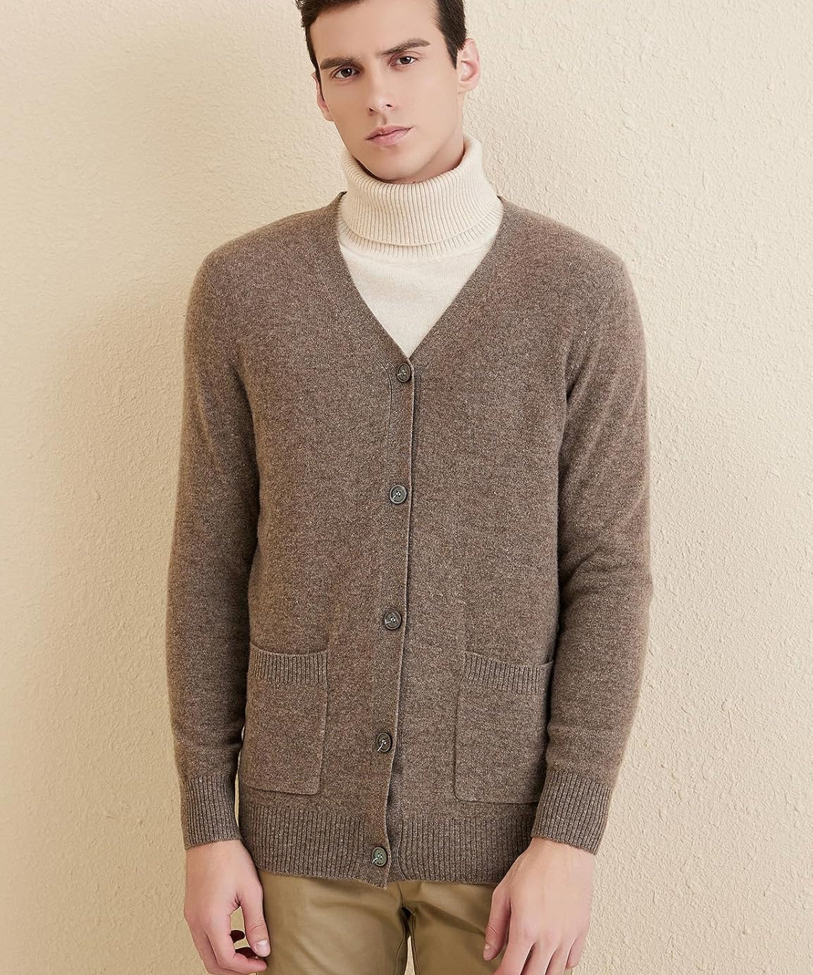 Australian Merino Wool V-Neck Cardigan Sweater
