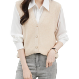 100% Merino Wool V-Neck Sleeveless Sweater Vest